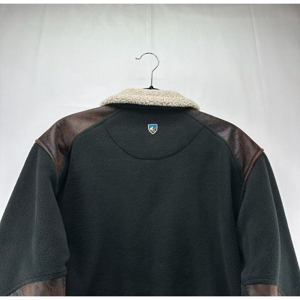 KUHL Jacket Mens Sz M Alpenwurxs Faux Leather Trim Sherpa Fleece Full Zip Black - Picture 6 of 12